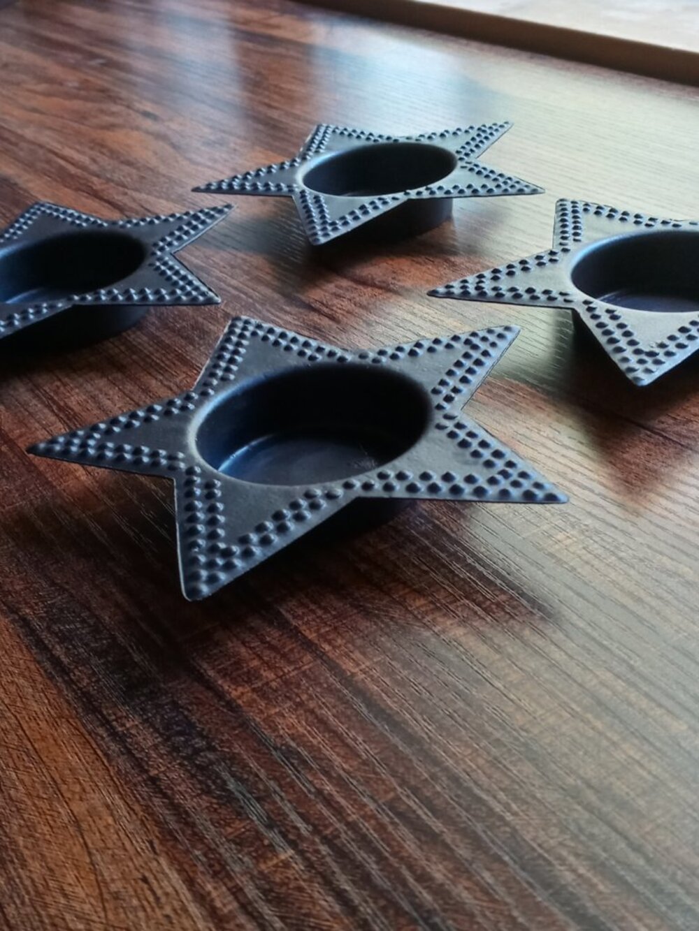 4 Antique Black Metal Star Tealight Holders Home Decor-Excellent Condition! - Picture 7 of 11
